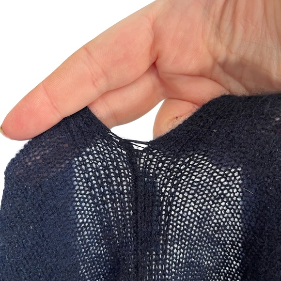 J Mclaughlin Navy Blue Cashmere Shawl Shrug Knit Soft One Size - Picture 8 of 11